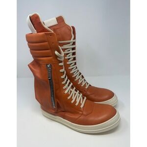 Rick Owens Cargobasket Leather Sneaker Orange/Milk Size 11 US 44 EU